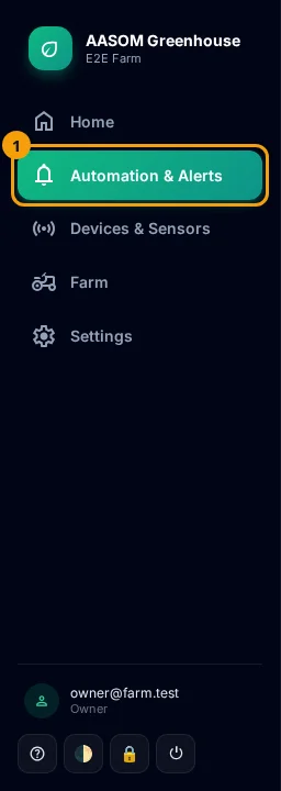 The side menu: press Automation (1) to open the Automation page.
